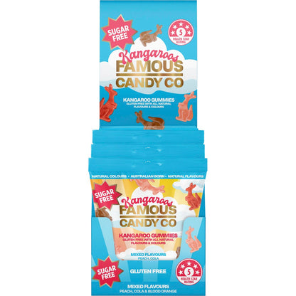 Famous Sugar Free Candy Kangaroo Gummies Mixed Flavours 10x50g - Famous