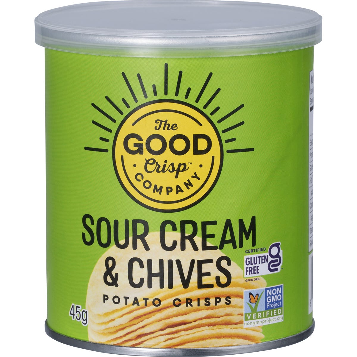 The Good Crisp Company Potato Crisps Sour Cream & Chives 12x45g - The Good Crisp Company