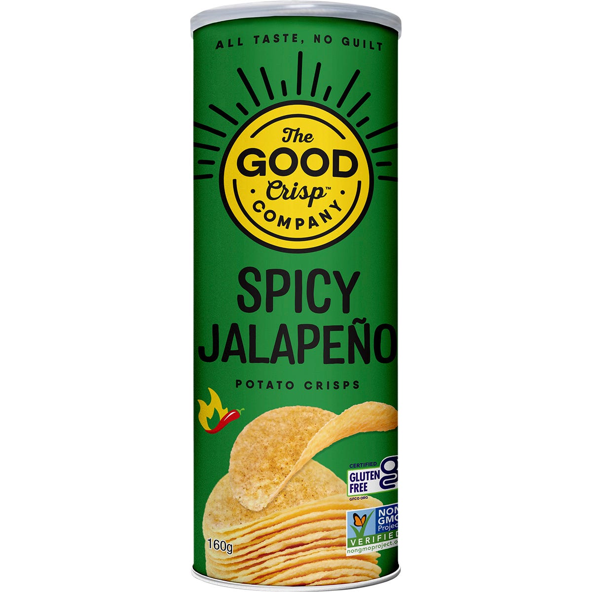 The Good Crisp Company Potato Crisps Spicy Jalapeno 8x160g - The Good Crisp Company