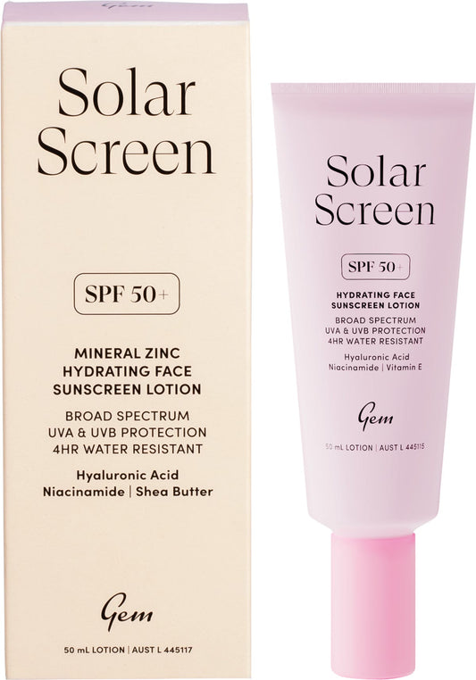 Gem Solar Screen SPF50+ Hydrating Face Sunscreen Lotion 50ml - Gem