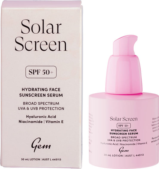 Gem Solar Screen SPF50+ Hydrating Face Sunscreen Serum 30ml - Gem