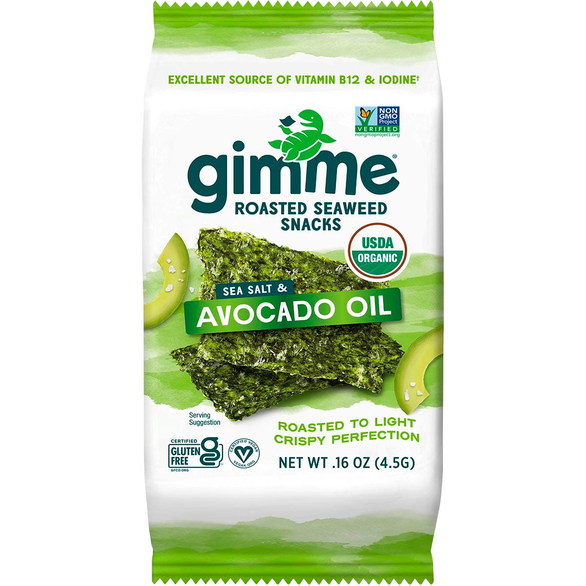 GIMME Roasted Seaweed Snacks Sea Salt & Avocado Oil 6x4.5g - GIMME