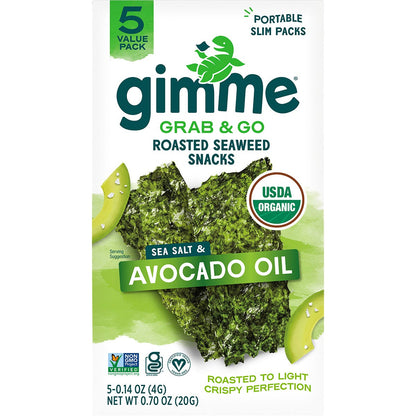 GIMME Roasted Seaweed Snacks Grab & Go Sea Salt & Avocado Oil 5x4g - GIMME