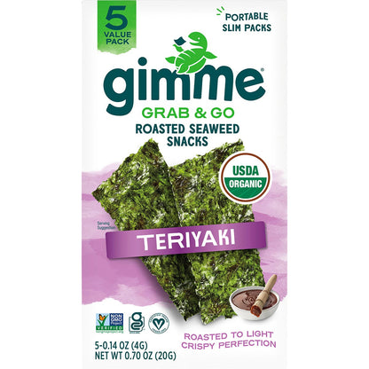 GIMME Roasted Seaweed Snacks Grab & Go Teriyaki 5x4g - GIMME