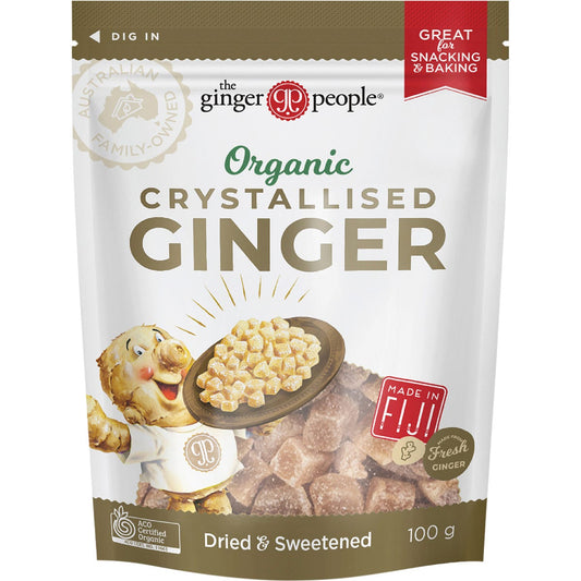 The Ginger People Organic Crystallised Ginger 8x100g - The Ginger People
