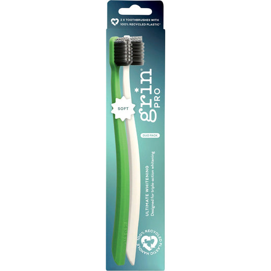 Grin Pro Ultimate Whitening Toothbrush Soft White, Green 8x2pk - Grin