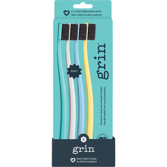 Grin 100% Recycled Toothbrush Soft Summer 8x4pk - Grin
