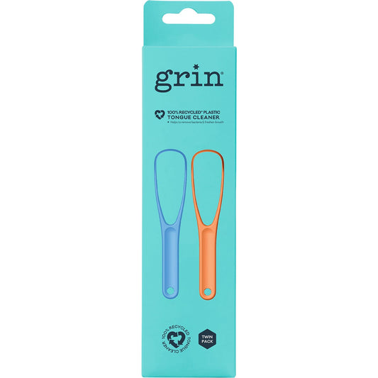 Grin 100% Recycled Plastic Tongue Cleaner Orange, Blue 8x2pk - Grin