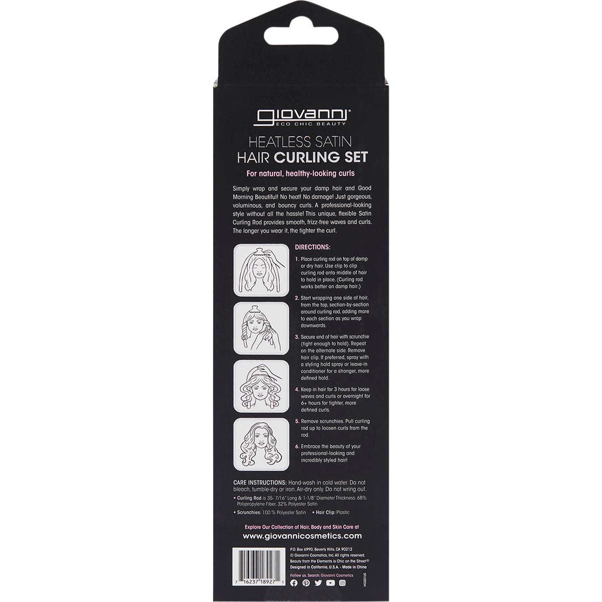 Giovanni Heatless Satin Hair Curling Set Black - Giovanni