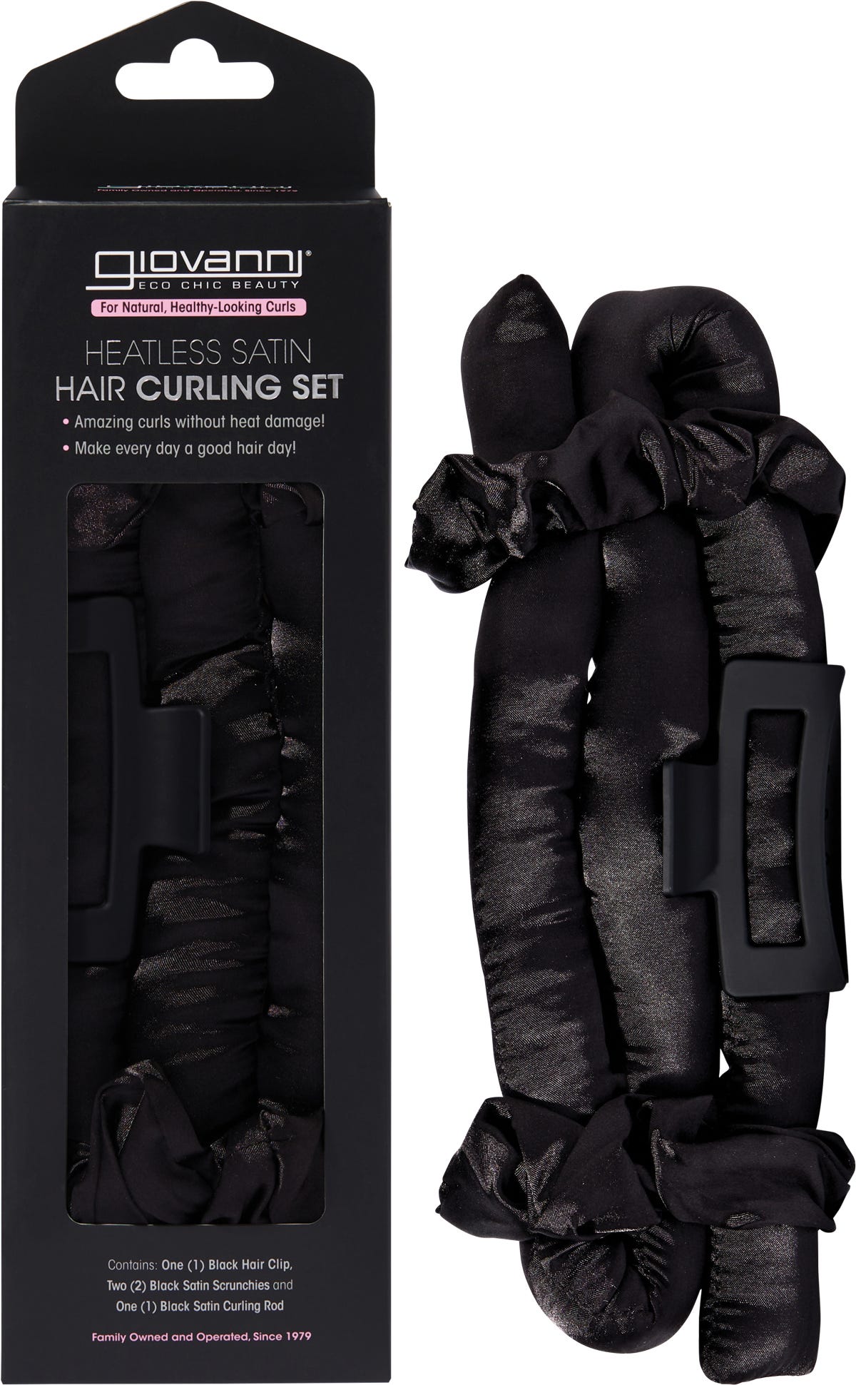 Giovanni Heatless Satin Hair Curling Set Black - Giovanni