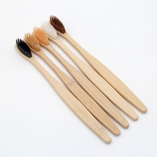 Natural Bamboo Biodegradable Adult Toothbrush With Soft Tapered Bristles