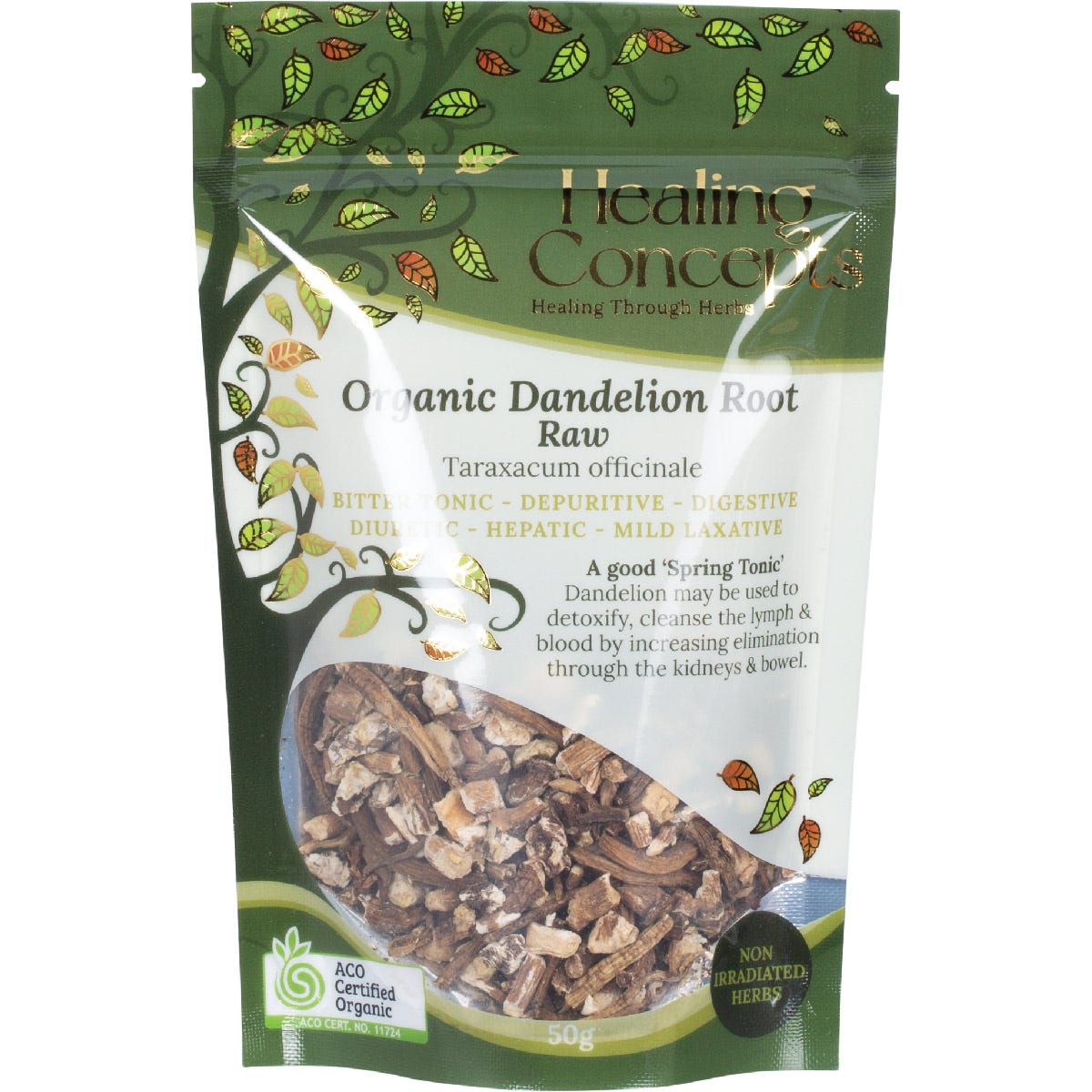 Healing Concepts Organic Dandelion Root Raw 50g - Healing Concepts
