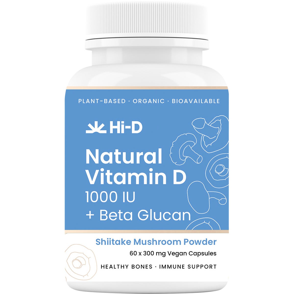 Hi-D Natural Vitamin D 1000 IU + Beta Glucan 60 Caps - Hi-D