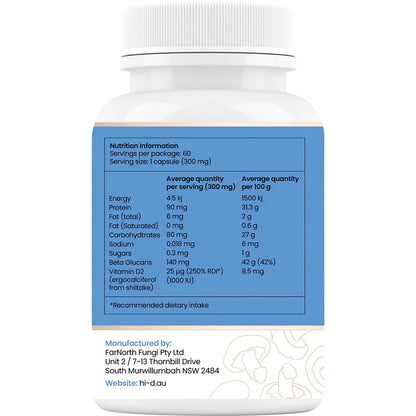 Hi-D Natural Vitamin D 1000 IU + Beta Glucan 60 Caps - Hi-D