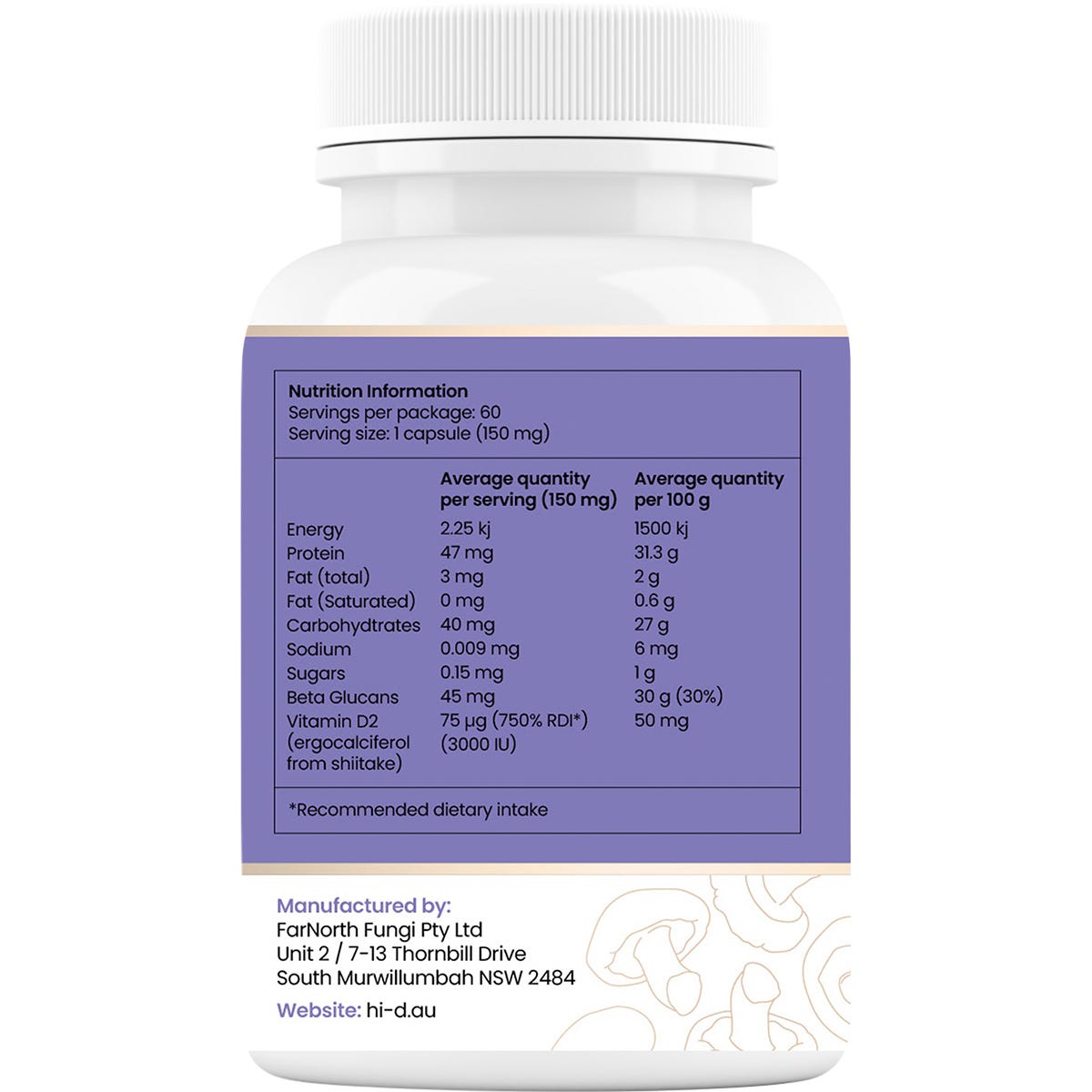 Hi-D Natural Vitamin D 3000 IU 60 Caps - Hi-D