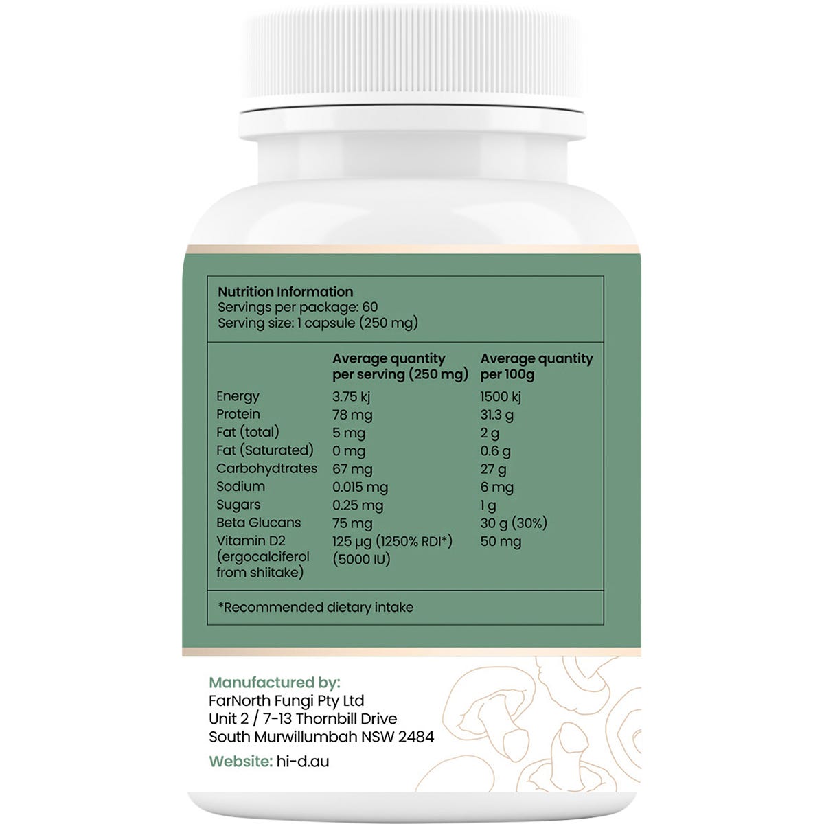 Hi-D Natural Vitamin D 5000 IU 60 Caps - Hi-D