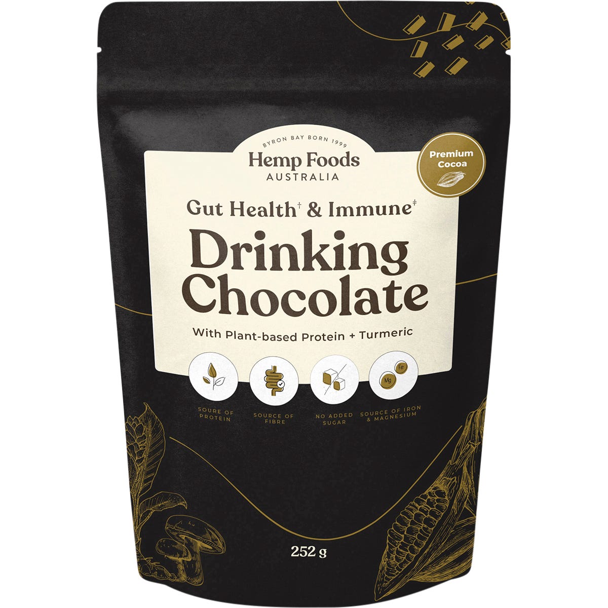 Hemp Foods Australia Drinking Chocolate Gut Health & Immune 252g - Hemp Foods Australia