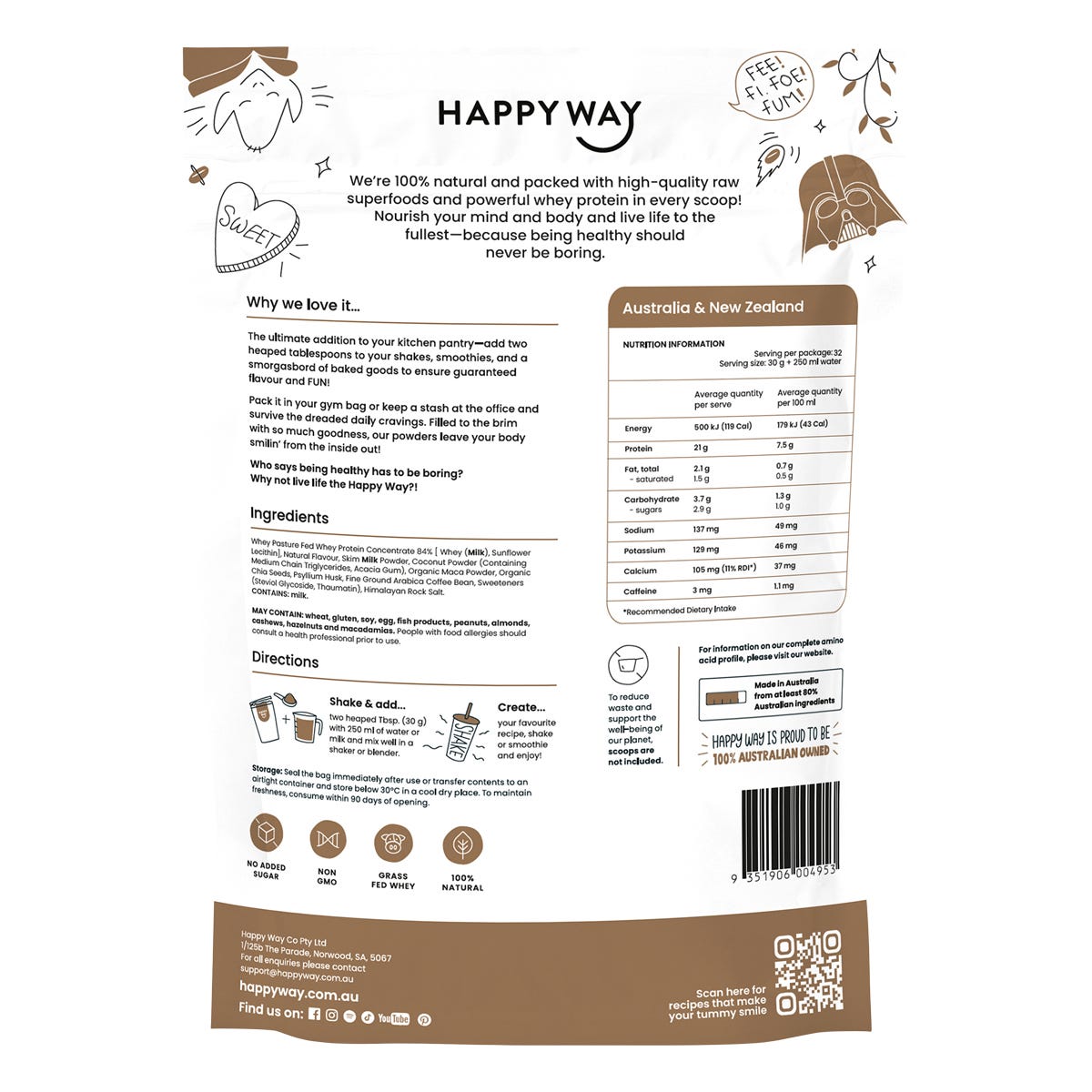 Happy Way Whey Protein Powder Coffee 1kg - Happy Way