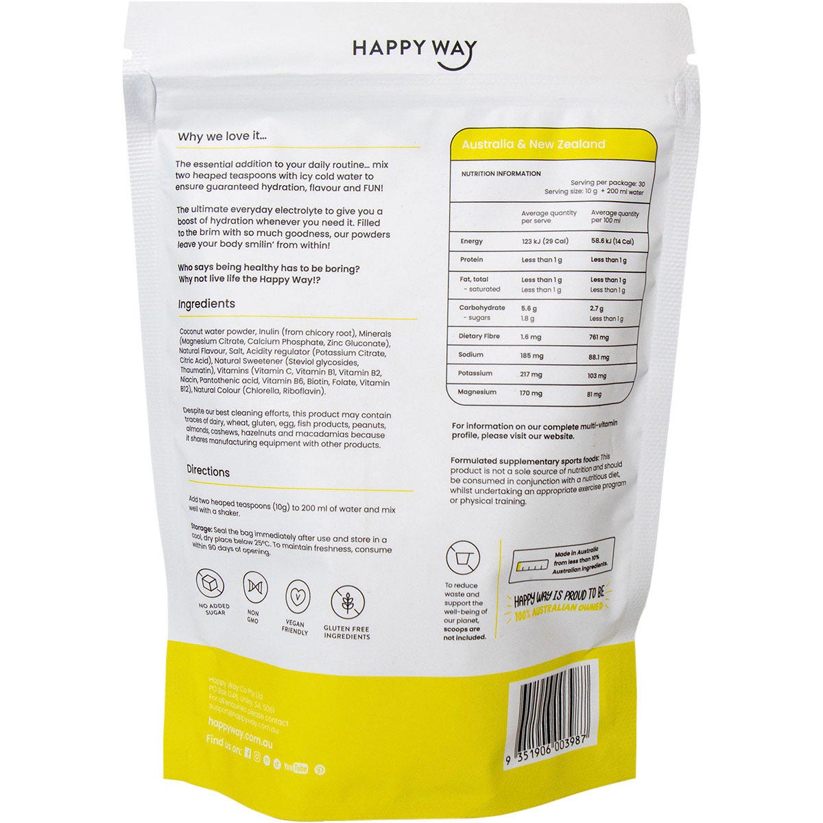 Happy Way Electrolyte Powder Lemon Lime 300g - Happy Way