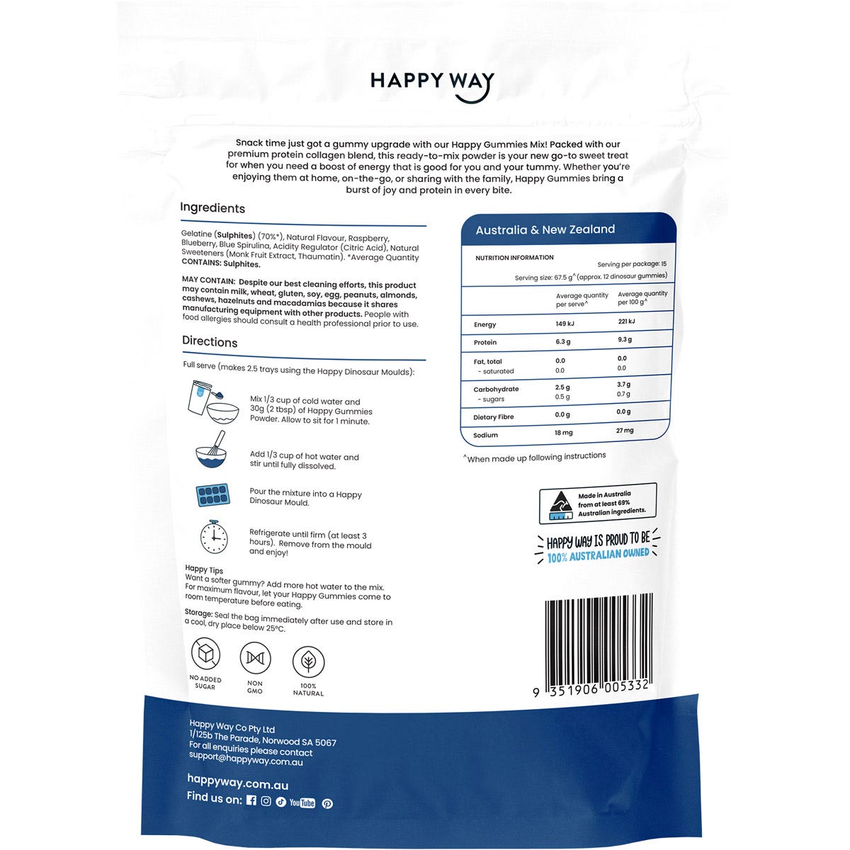 Happy Way Happy Gummies Blue Raspberry 210g - Happy Way
