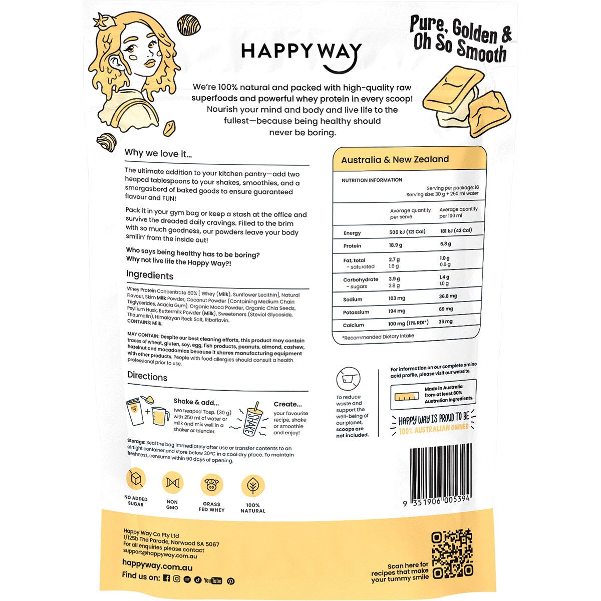 Happy Way White Choc Caramel Whey Protein 500g - Happy Way