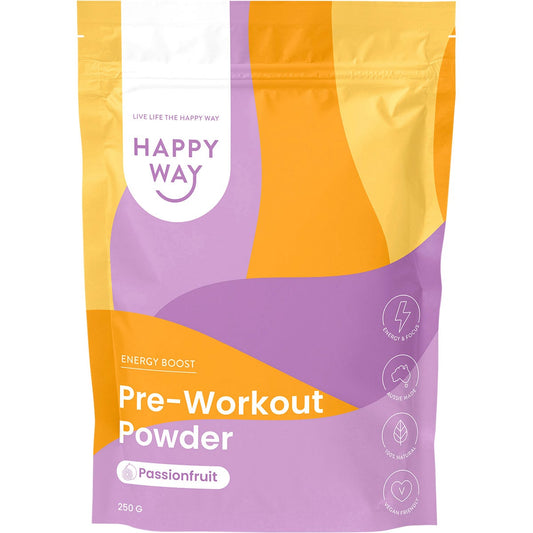 Happy Way Pre-Workout Powder Passionfruit 250g - Happy Way