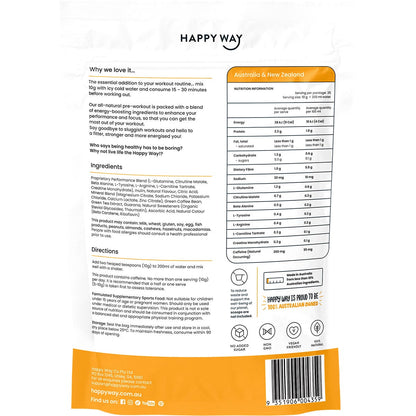 Happy Way Pre-Workout Powder Passionfruit 250g - Happy Way