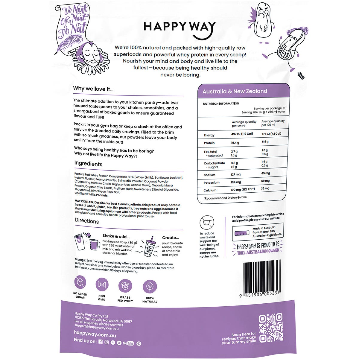 Happy Way Whey Protein Powder Peanut Butter 500g - Happy Way