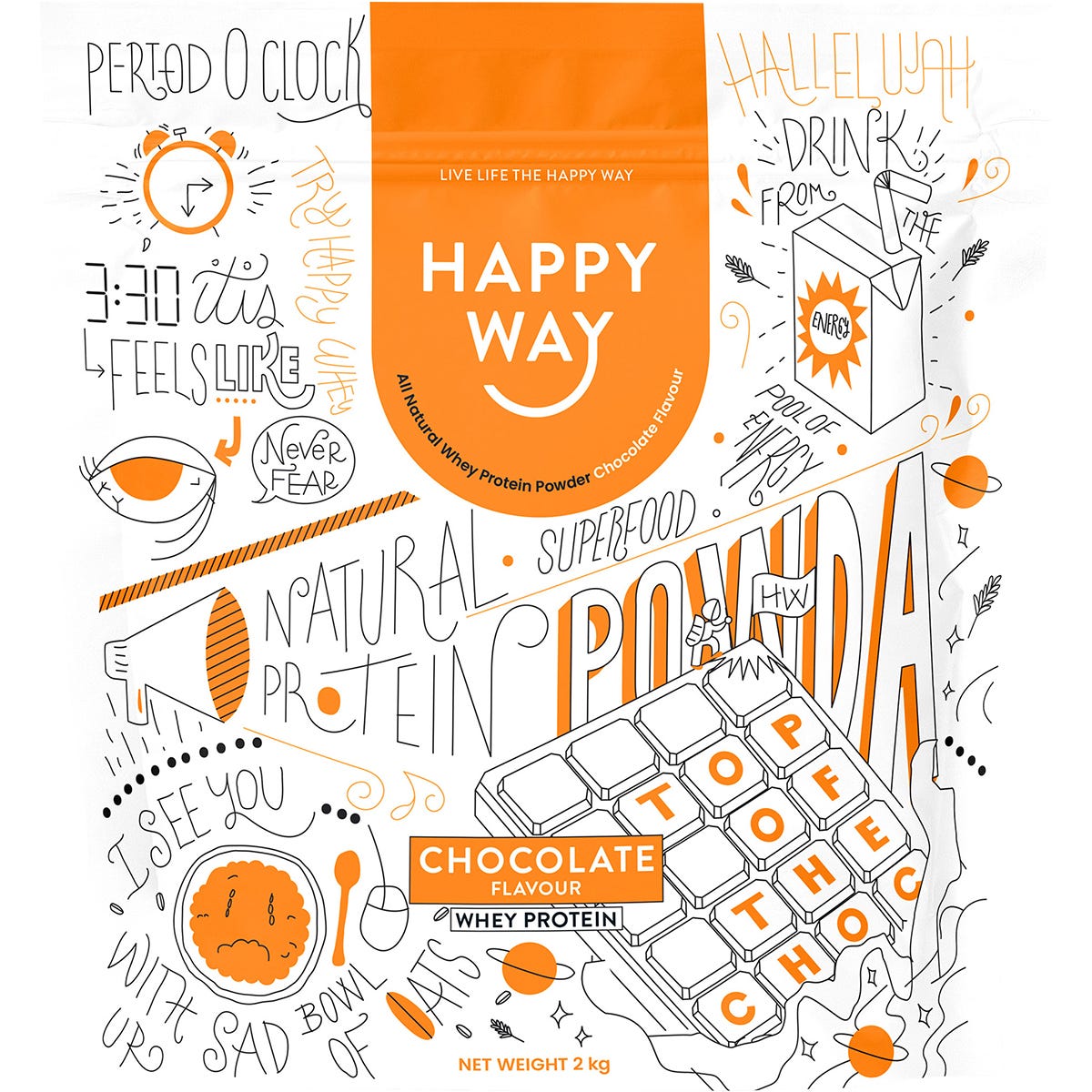 Happy Way Whey Protein Powder Chocolate 2kg - Happy Way