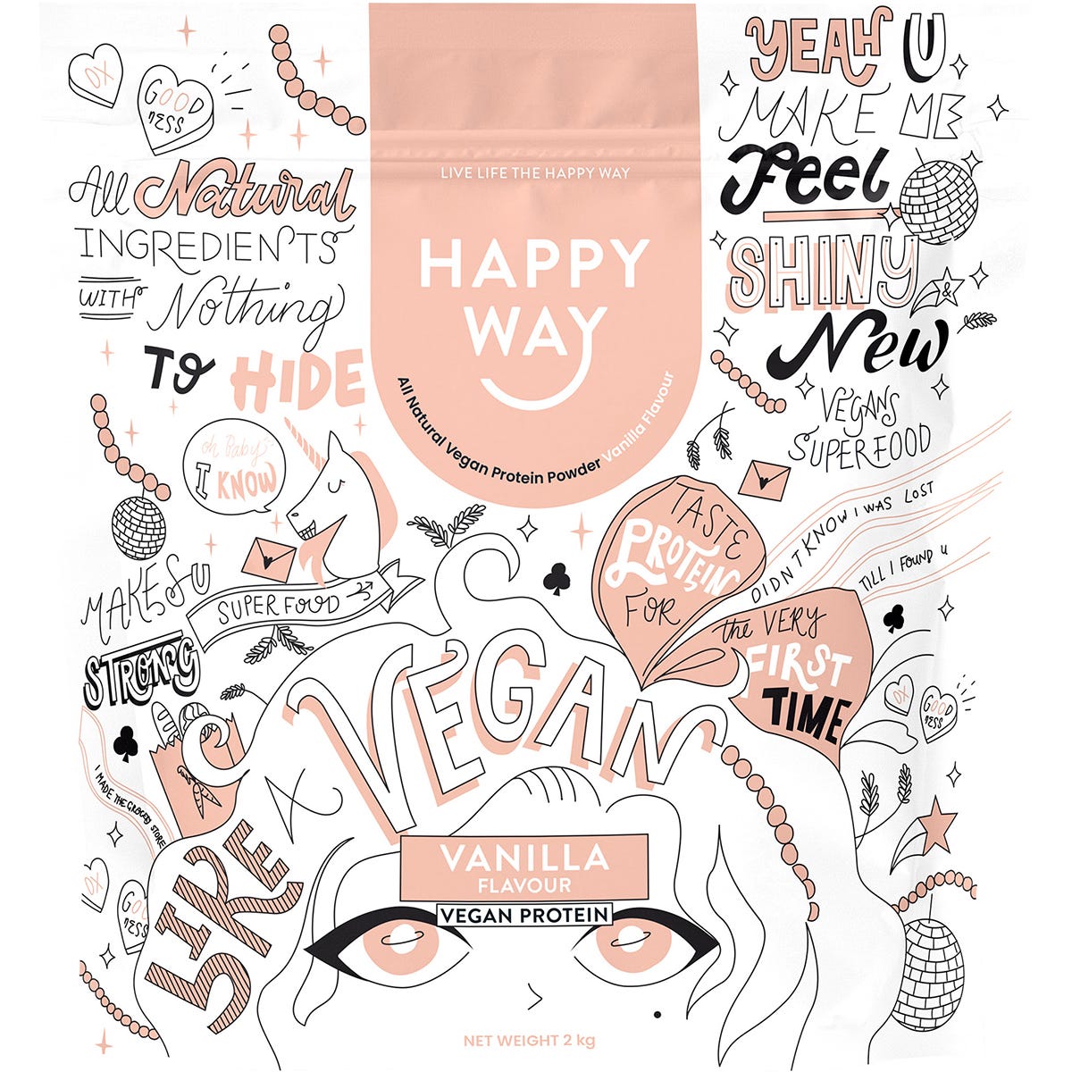Happy Way Vegan Protein Powder Vanilla 2kg - Happy Way