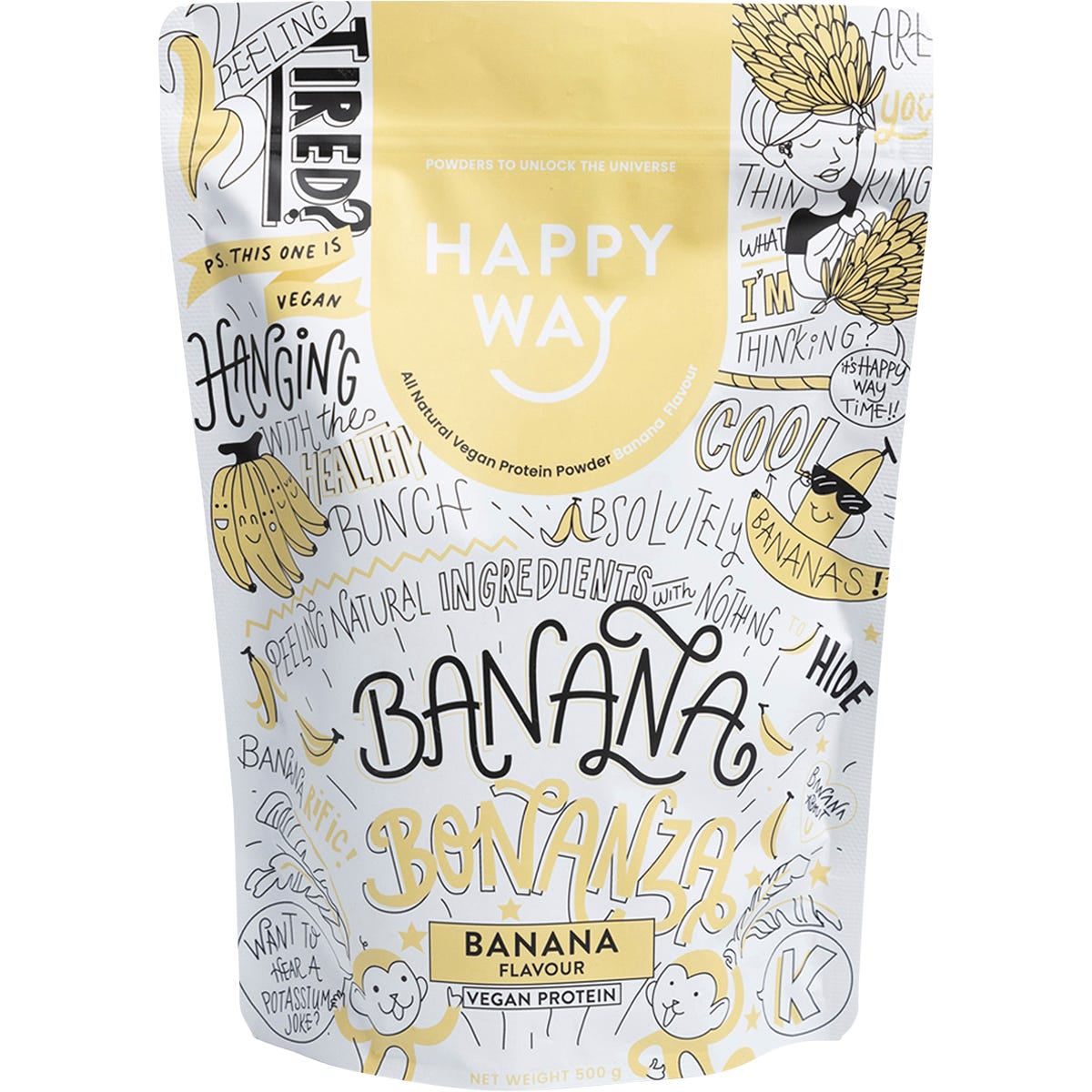 Happy Way Vegan Protein Powder Banana 500g - Happy Way