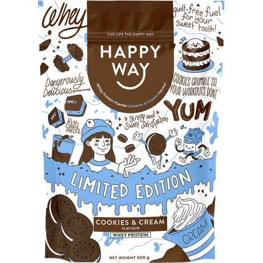 Happy Way Whey Protein Powder Cookies & Cream 500g - Happy Way