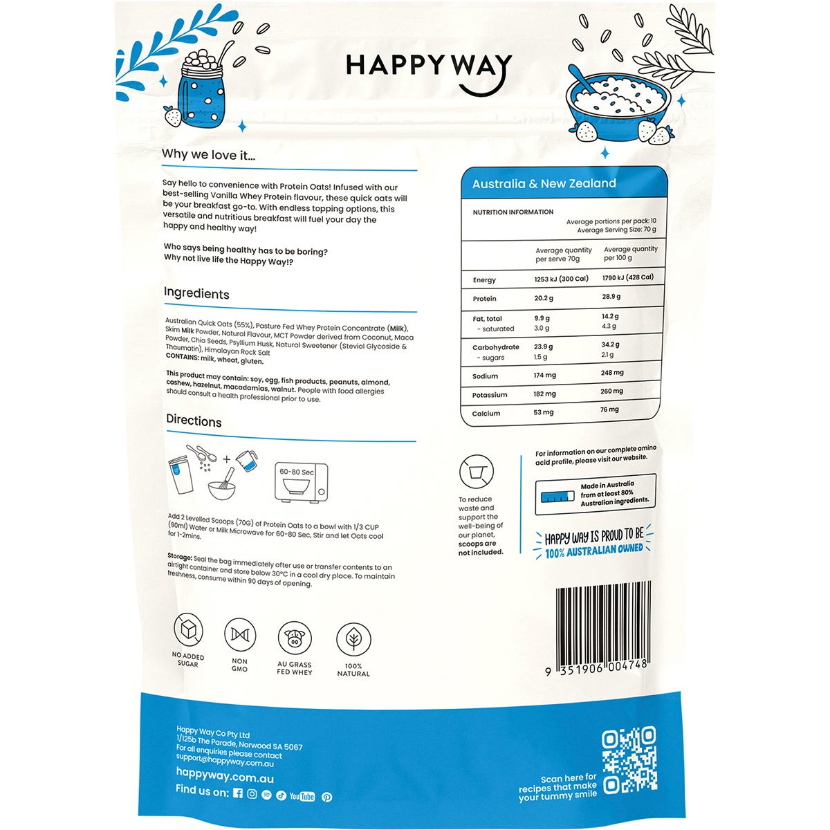 Happy Way Whey Protein Quick Oats Vanilla 700g - Happy Way
