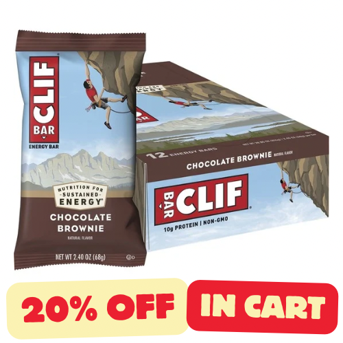 CLIF Energy Bar Chocolate Brownie 12x68g CLEARANCE