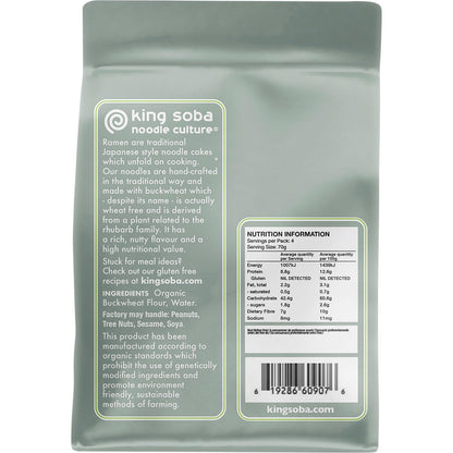 King Soba Organic Buckwheat Ramen Noodles 280g - King Soba
