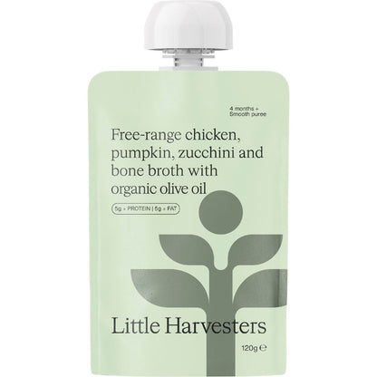 Little Harvesters Free-range Chicken, Pumpkin, Zucchini & Bone Broth 6x120g - Little Harvesters