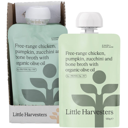Little Harvesters Free-range Chicken, Pumpkin, Zucchini & Bone Broth 6x120g - Little Harvesters