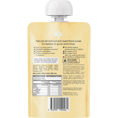 Little Harvesters Chickpeas, Flaxseeds, Pumpkin, Spinach & Bone Broth 6x120g - Little Harvesters