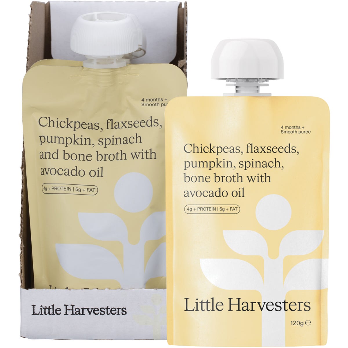 Little Harvesters Chickpeas, Flaxseeds, Pumpkin, Spinach & Bone Broth 6x120g - Little Harvesters