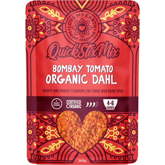 Love My Earth Quick Stix Mix Organic Dahl Bombay Tomato 200g - Love My Earth