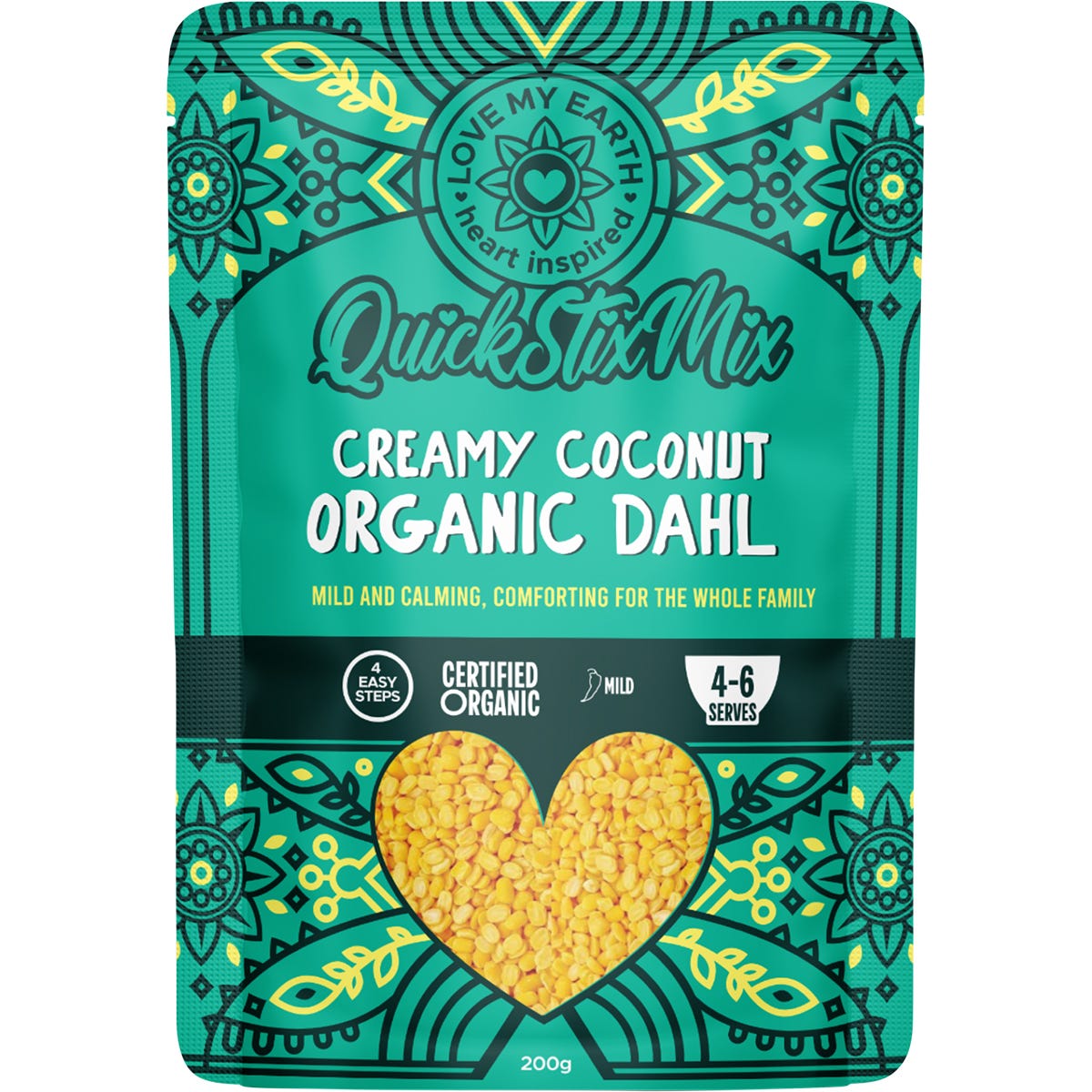 Love My Earth Quick Stix Mix Organic Dahl Creamy Coconut 200g - Love My Earth