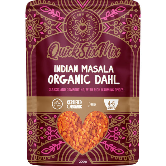 Love My Earth Quick Stix Mix Organic Dahl Indian Masala 200g - Love My Earth