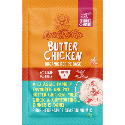 Love My Earth Quick Stix Mix Organic Recipe Base Butter Chicken 10x45g - Love My Earth