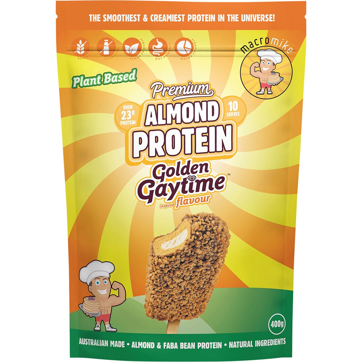 MACRO MIKE Premium Almond Protein Golden Gaytime 400g - MACRO MIKE
