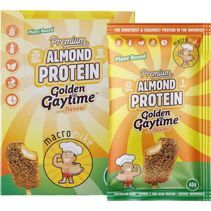 MACRO MIKE Premium Almond Protein Golden Gaytime 12x40g - MACRO MIKE