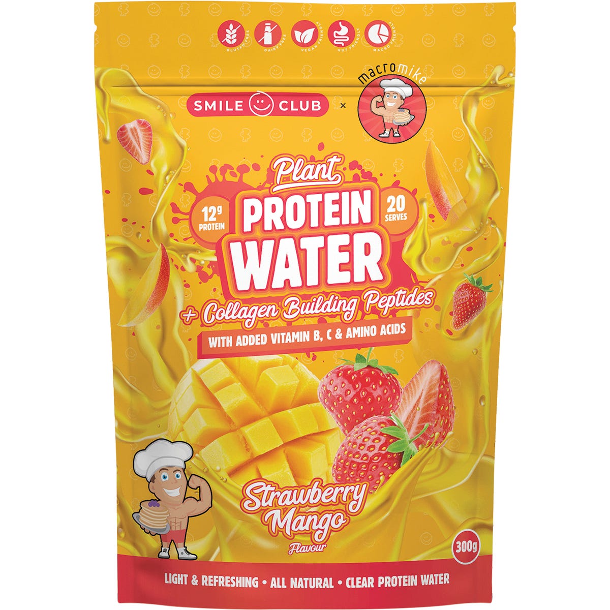 MACRO MIKE Plant Protein Water Strawberry Mango 300g - MACRO MIKE