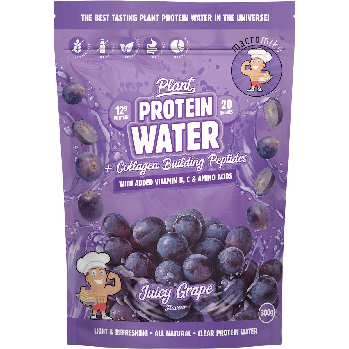 MACRO MIKE Plant Protein Water Juicy Grape 300g - MACRO MIKE