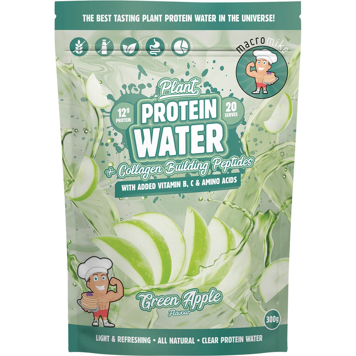 MACRO MIKE Plant Protein Water Green Apple 300g - MACRO MIKE