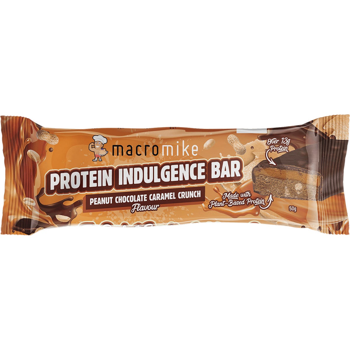 MACRO MIKE Protein Indulgence Bar Peanut Choc Caramel Crunch 12x50g - MACRO MIKE