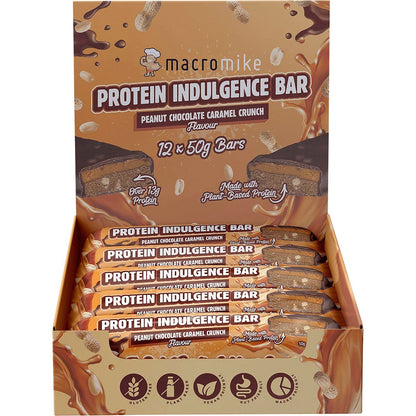 MACRO MIKE Protein Indulgence Bar Peanut Choc Caramel Crunch 12x50g - MACRO MIKE